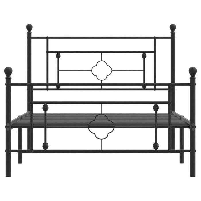 Cadru pat metalic cu tăblii de cap/picioare, negru, 107x203 cm WALTI