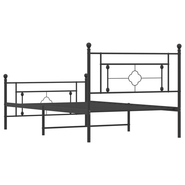 Cadru pat metalic cu tăblii de cap/picioare, negru, 107x203 cm WALTI