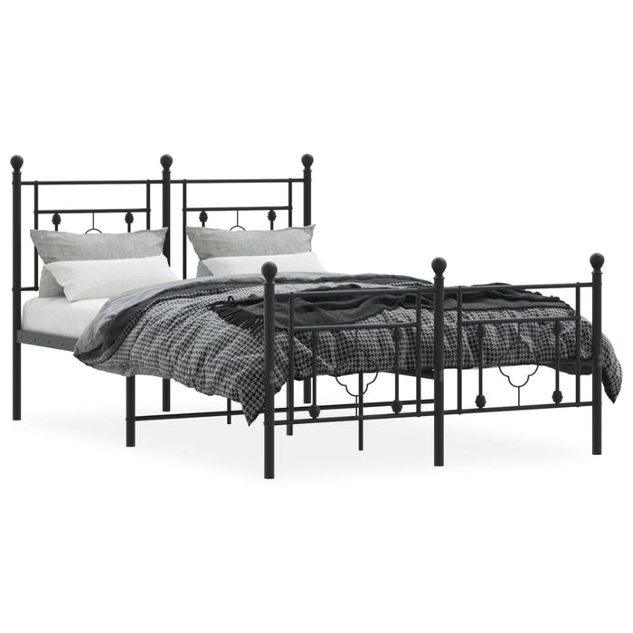 Cadru pat metalic cu tăblie de cap/picioare, negru, 120x190 cm WALTI