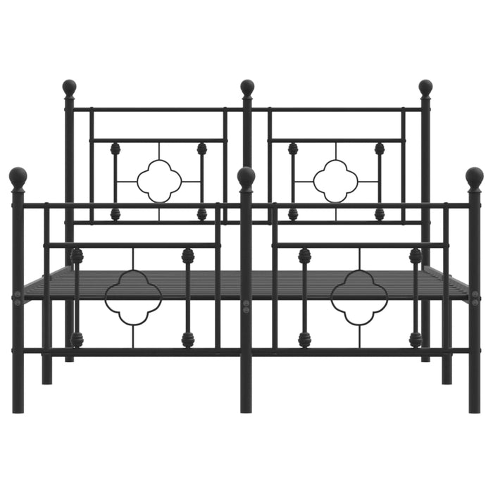 Cadru pat metalic cu tăblie de cap/picioare, negru, 120x190 cm WALTI