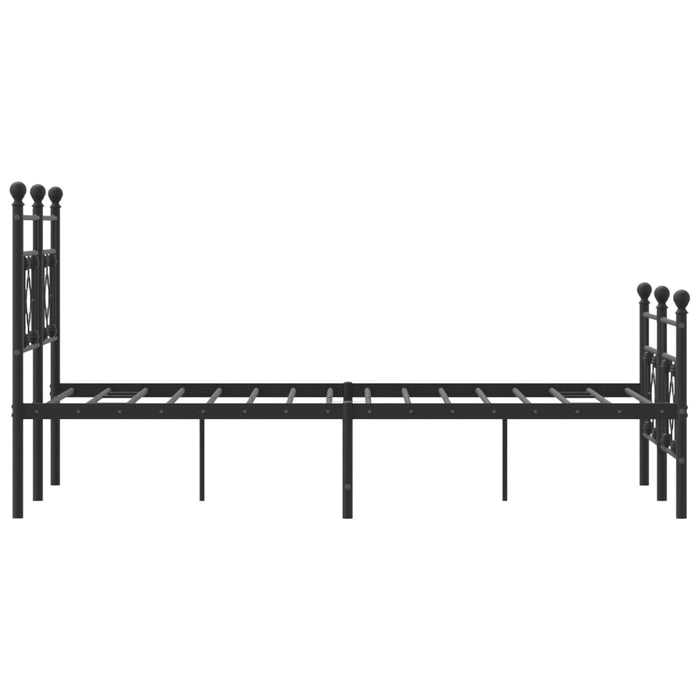 Cadru pat metalic cu tăblie de cap/picioare, negru, 120x190 cm WALTI