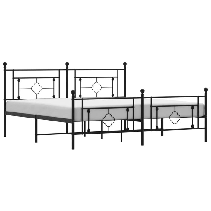 Cadru pat metalic cu tăblii de cap/picioare, negru, 183x213 cm - WALTI WALTI