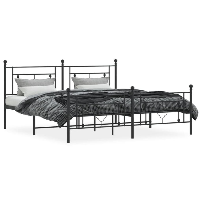 Cadru pat metalic cu tăblii de cap/picioare, negru, 183x213 cm - WALTI WALTI