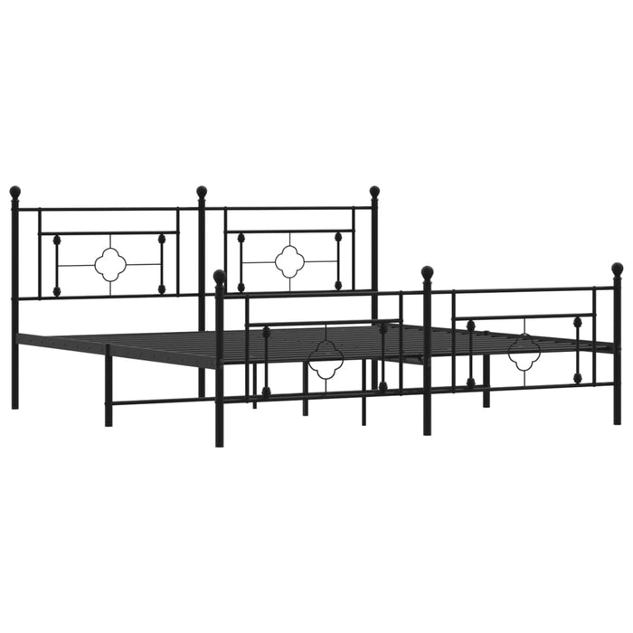 Cadru pat metalic cu tăblii de cap/picioare, negru, 183x213 cm - WALTI WALTI