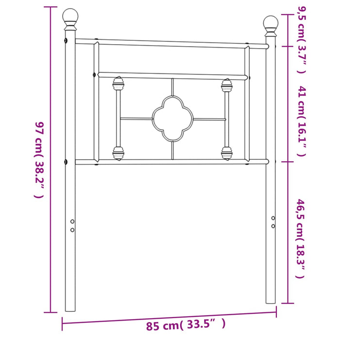 Tăblie de pat metalică, negru, 80 cm - WALTI WALTI