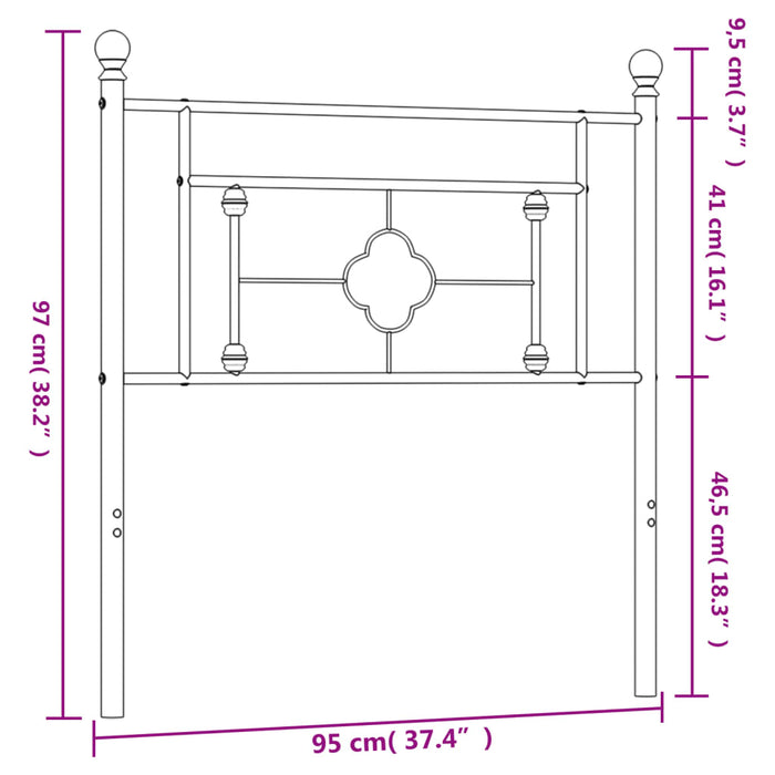 Tăblie de pat metalică, negru, 90 cm - WALTI WALTI