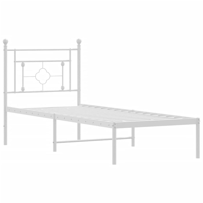 Cadru de pat metalic fără saltea, cu tăblie, alb, 75x190 cm - WALTI WALTI