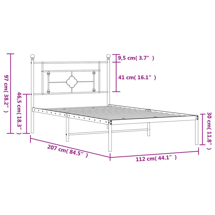 Cadru de pat din metal cu tăblie, alb, 107x203 cm - WALTI WALTI