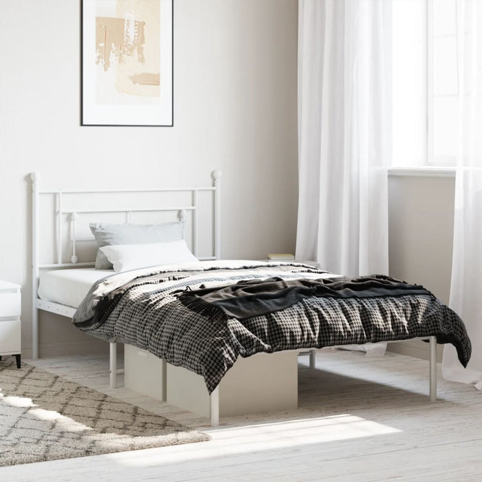 Cadru de pat din metal cu tăblie, alb, 107x203 cm - WALTI WALTI