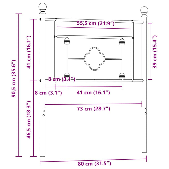 Tăblie de pat de schimb metalică, alb, 75 cm WALTI