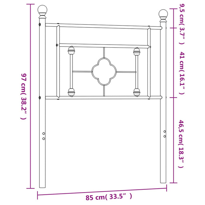 Tăblie de pat metalică, alb, 80 cm - WALTI WALTI