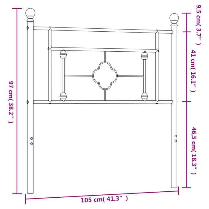 Tăblie de pat metalică, alb, 100 cm - WALTI WALTI