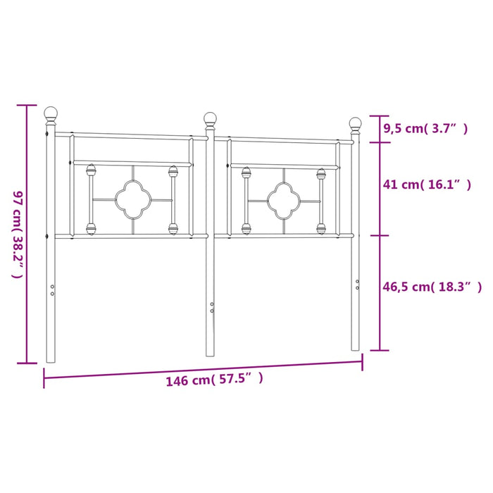 Tăblie de pat metalică, alb, 140 cm - WALTI WALTI