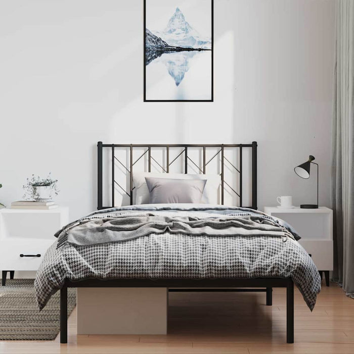 Cadru de pat din metal cu tăblie, negru, 100x200 cm WALTI