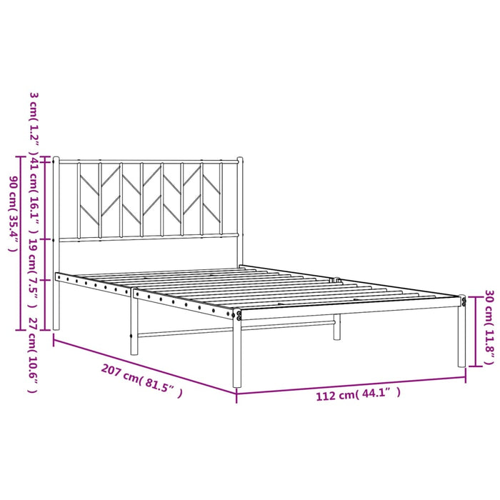 Cadru de pat din metal cu tăblie, negru, 107x203 cm - WALTI WALTI