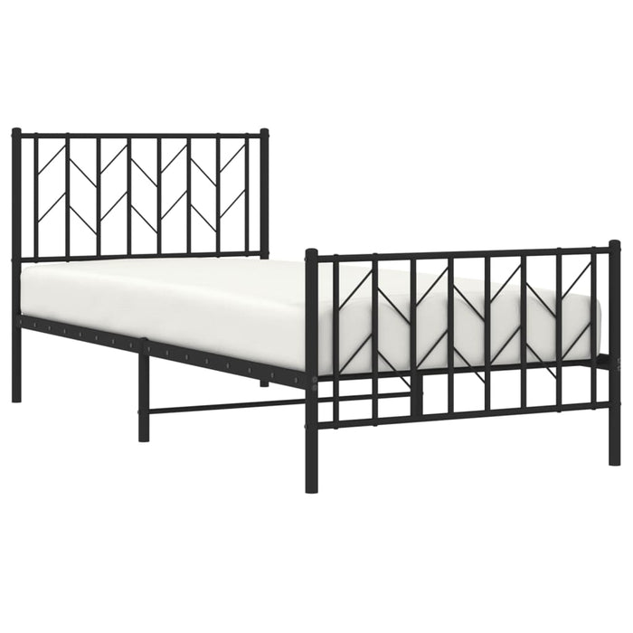 Cadru pat metalic cu tăblii de cap/picioare, negru, 90x190 cm - WALTI WALTI