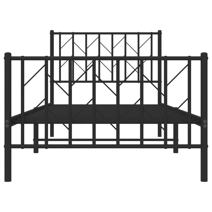 Cadru pat metalic cu tăblii de cap/picioare, negru, 90x190 cm - WALTI WALTI