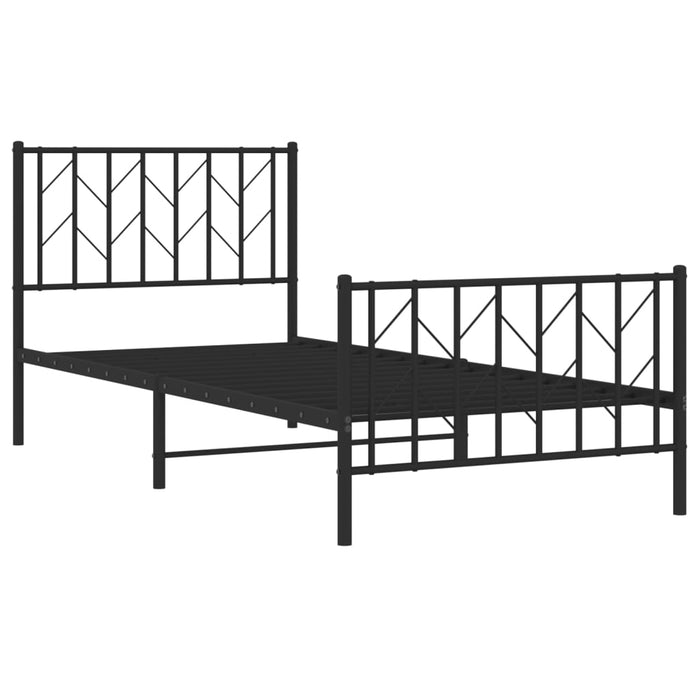 Cadru pat metalic cu tăblii de cap/picioare, negru, 90x200 cm - WALTI WALTI