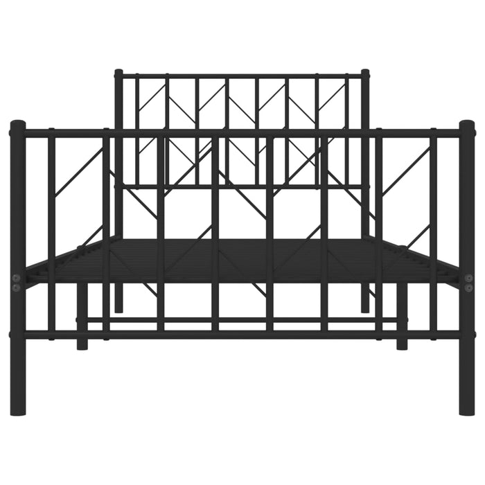 Cadru pat metalic cu tăblii de cap/picioare, negru, 90x200 cm - WALTI WALTI