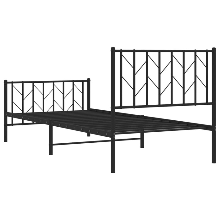 Cadru pat metalic cu tăblii de cap/picioare, negru, 90x200 cm - WALTI WALTI