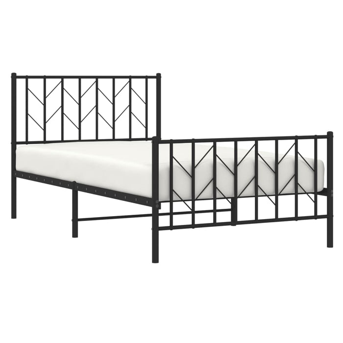 Cadru pat metalic cu tăblii de cap/picioare, negru, 100x190 cm - WALTI WALTI