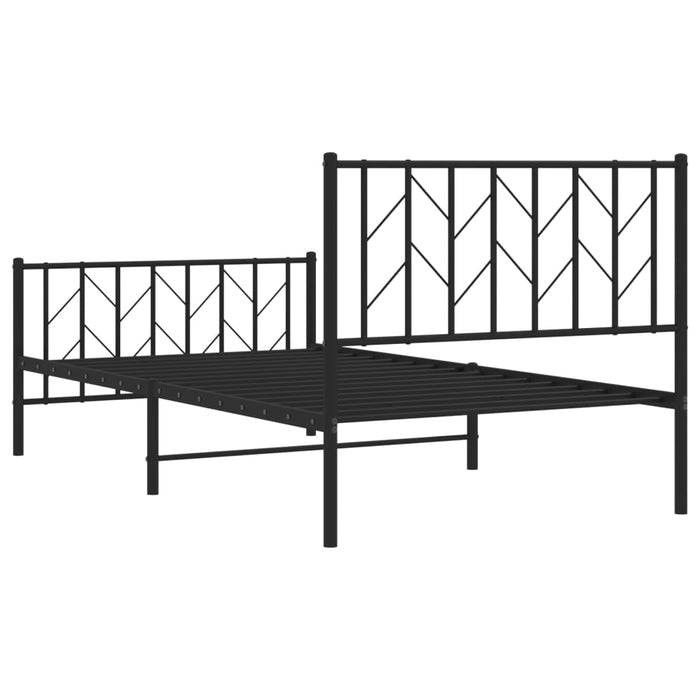 Cadru pat metalic cu tăblii de cap/picioare, negru, 100x190 cm - WALTI WALTI