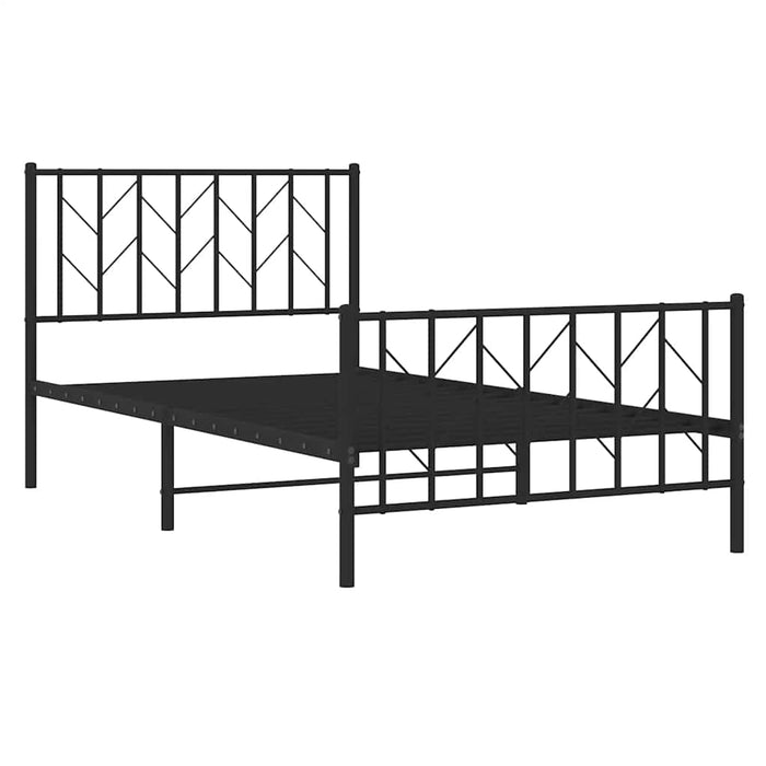 Cadru pat metalic cu tăblii de cap/picioare, negru, 100x200 cm WALTI