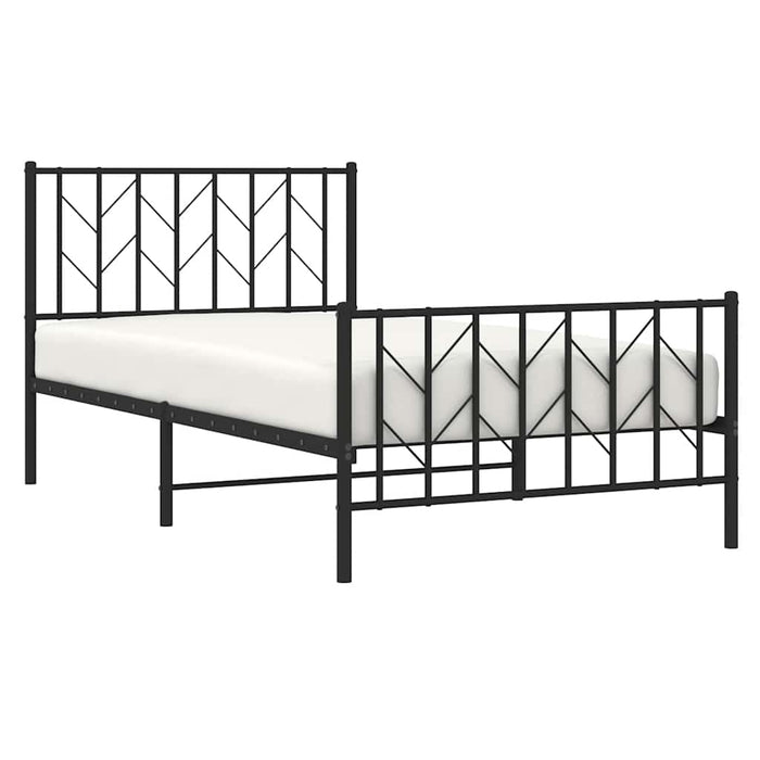 Cadru pat metalic cu tăblii de cap/picioare, negru, 100x200 cm WALTI