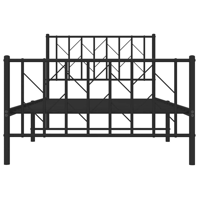 Cadru pat metalic cu tăblii de cap/picioare, negru, 100x200 cm WALTI