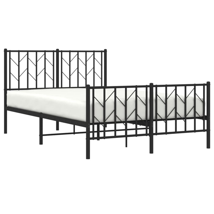 Cadru pat metalic cu tăblie de cap/picioare, negru, 120x200 cm WALTI