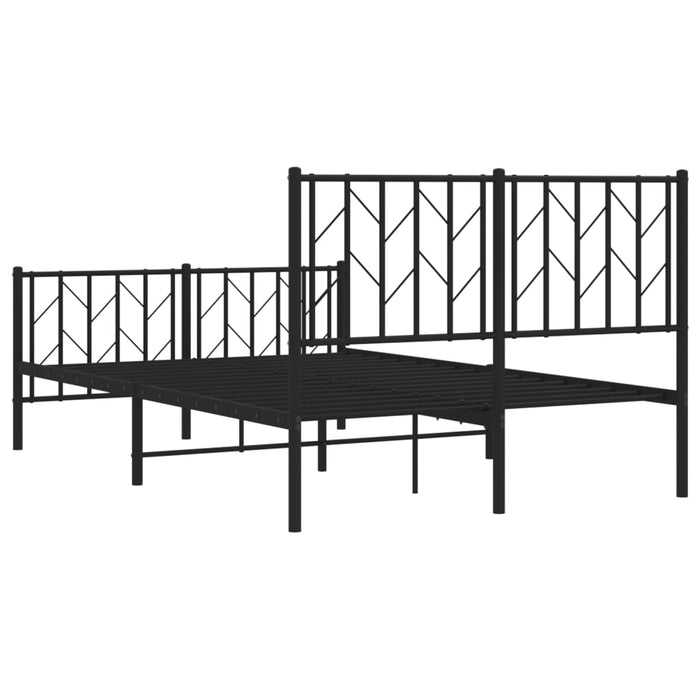 Cadru pat metalic cu tăblie de cap/picioare, negru, 120x200 cm WALTI
