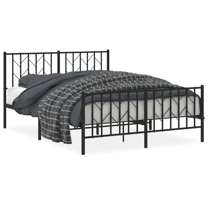 Cadru pat metalic cu tăblie de cap/picioare, negru, 135x190 cm WALTI