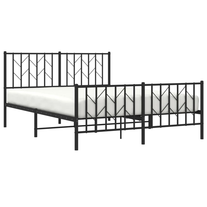 Cadru pat metalic cu tăblie de cap/picioare, negru, 135x190 cm WALTI