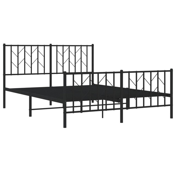 Cadru pat metalic cu tăblie de cap/picioare, negru, 135x190 cm WALTI