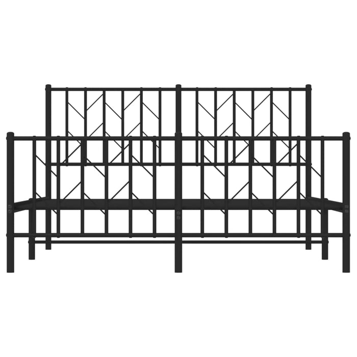Cadru pat metalic cu tăblie de cap/picioare, negru, 135x190 cm WALTI