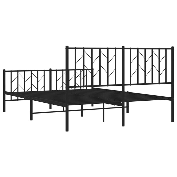 Cadru pat metalic cu tăblie de cap/picioare, negru, 135x190 cm WALTI