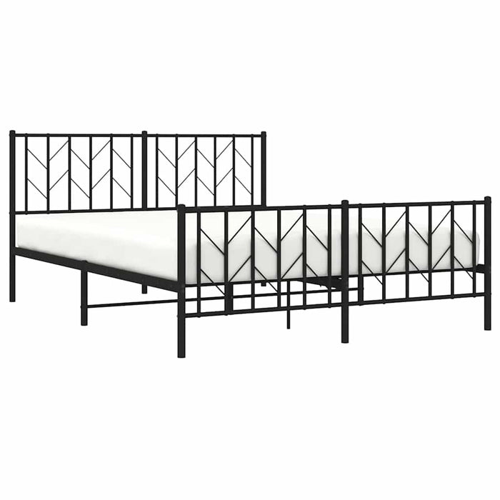 Cadru pat metalic cu tăblie de cap/picioare, negru, 150x200 cm WALTI