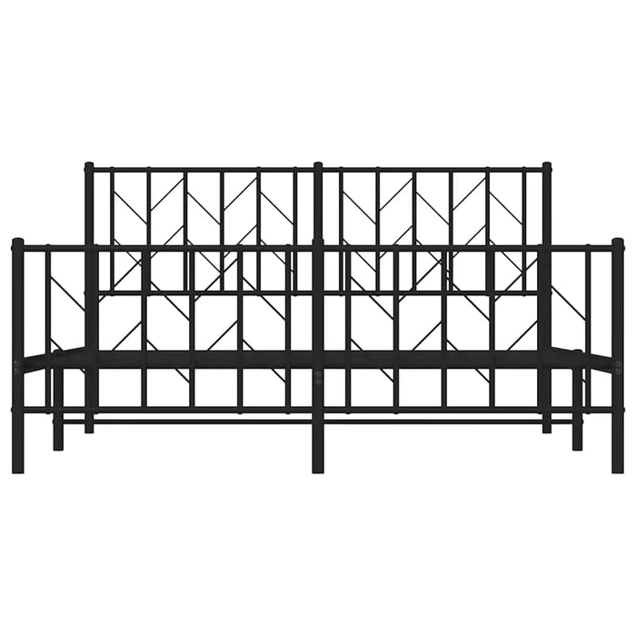Cadru pat metalic cu tăblie de cap/picioare, negru, 150x200 cm WALTI