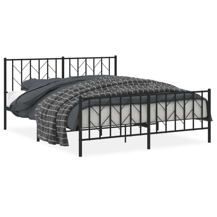 Cadru pat fără saltea, cu tăblie picioare negru 160x200cm metal - WALTI WALTI