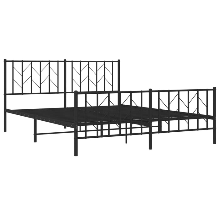 Cadru pat fără saltea, cu tăblie picioare negru 160x200cm metal - WALTI WALTI