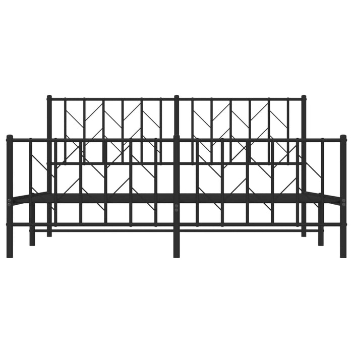 Cadru pat fără saltea, cu tăblie picioare negru 160x200cm metal - WALTI WALTI