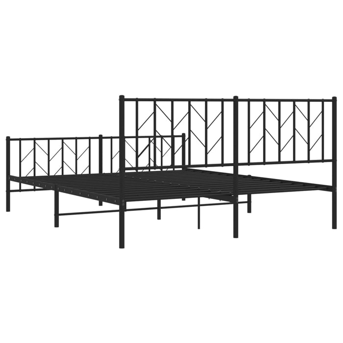 Cadru pat fără saltea, cu tăblie picioare negru 160x200cm metal - WALTI WALTI