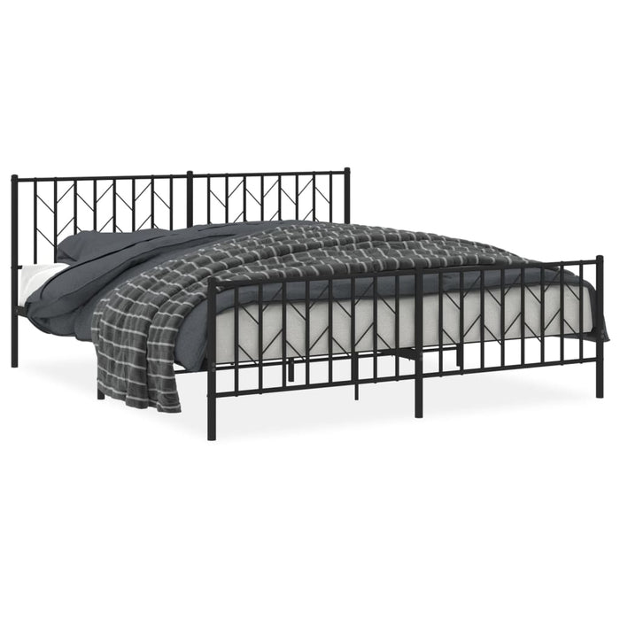 Cadru pat metalic cu tăblii de cap/picioare, negru, 183x213 cm - WALTI WALTI