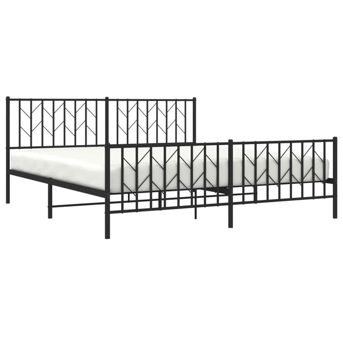 Cadru pat metalic cu tăblii de cap/picioare, negru, 183x213 cm - WALTI WALTI