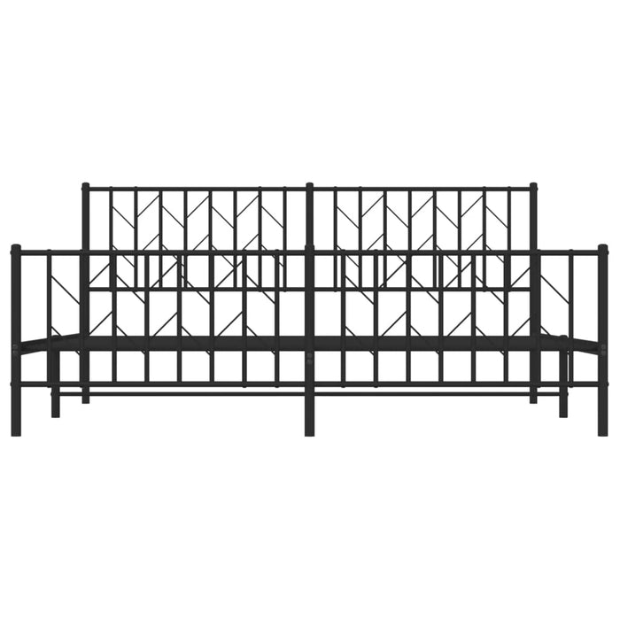Cadru pat metalic cu tăblii de cap/picioare, negru, 183x213 cm - WALTI WALTI