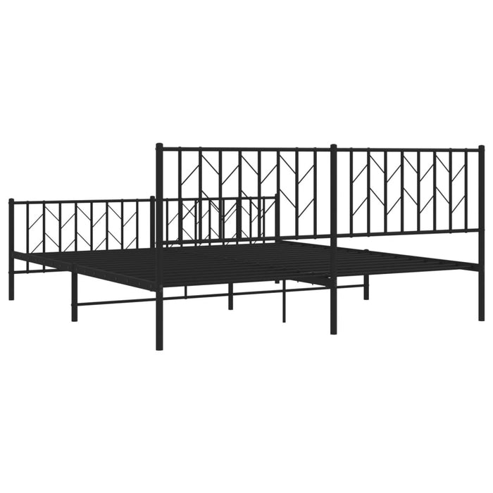 Cadru pat metalic cu tăblii de cap/picioare, negru, 183x213 cm - WALTI WALTI