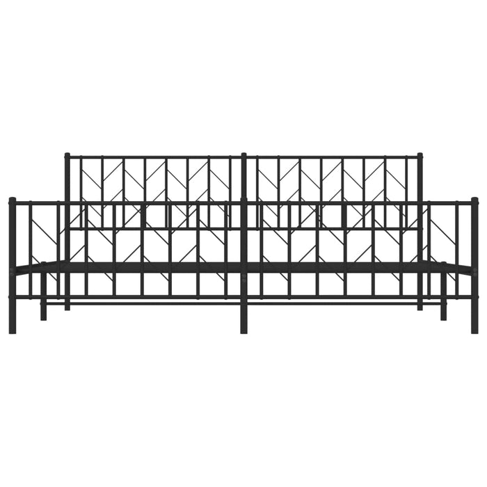 Cadru pat metalic cu tăblii de cap/picioare, negru, 200x200 cm - WALTI WALTI