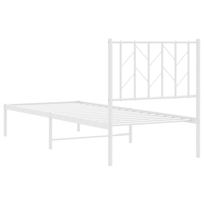 Cadru de pat metalic fără saltea, cu tăblie, alb, 75x190 cm - WALTI WALTI