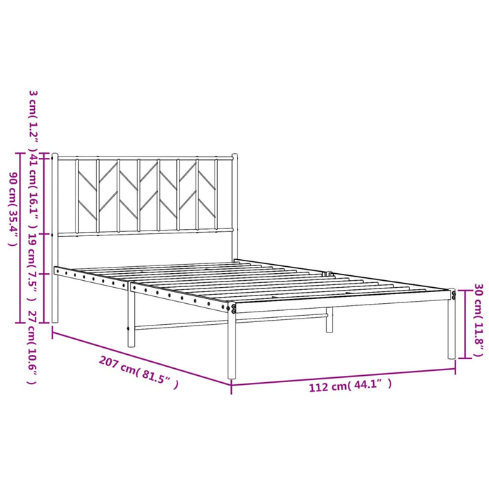 Cadru de pat din metal cu tăblie, alb, 107x203 cm - WALTI WALTI