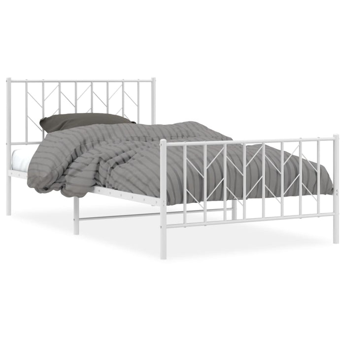 Cadru de pat metalic cu tăblie de cap/picioare- alb 107x203 cm - WALTI WALTI